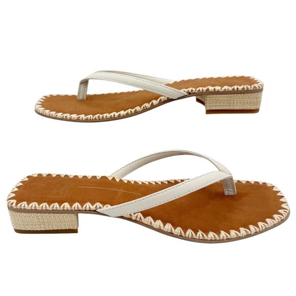 Dolce Vita Barty Thong Flip Flop Sandals in Ivory Leather Shoes Size US 9.5 - Picture 8 of 11